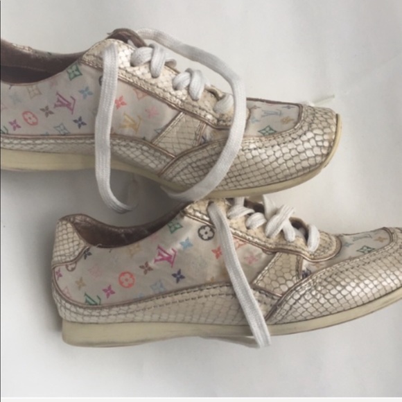 Louis Vuitton Logo Snakeskin Multicolor Sneakers 6.5 - Picture 4 of 8